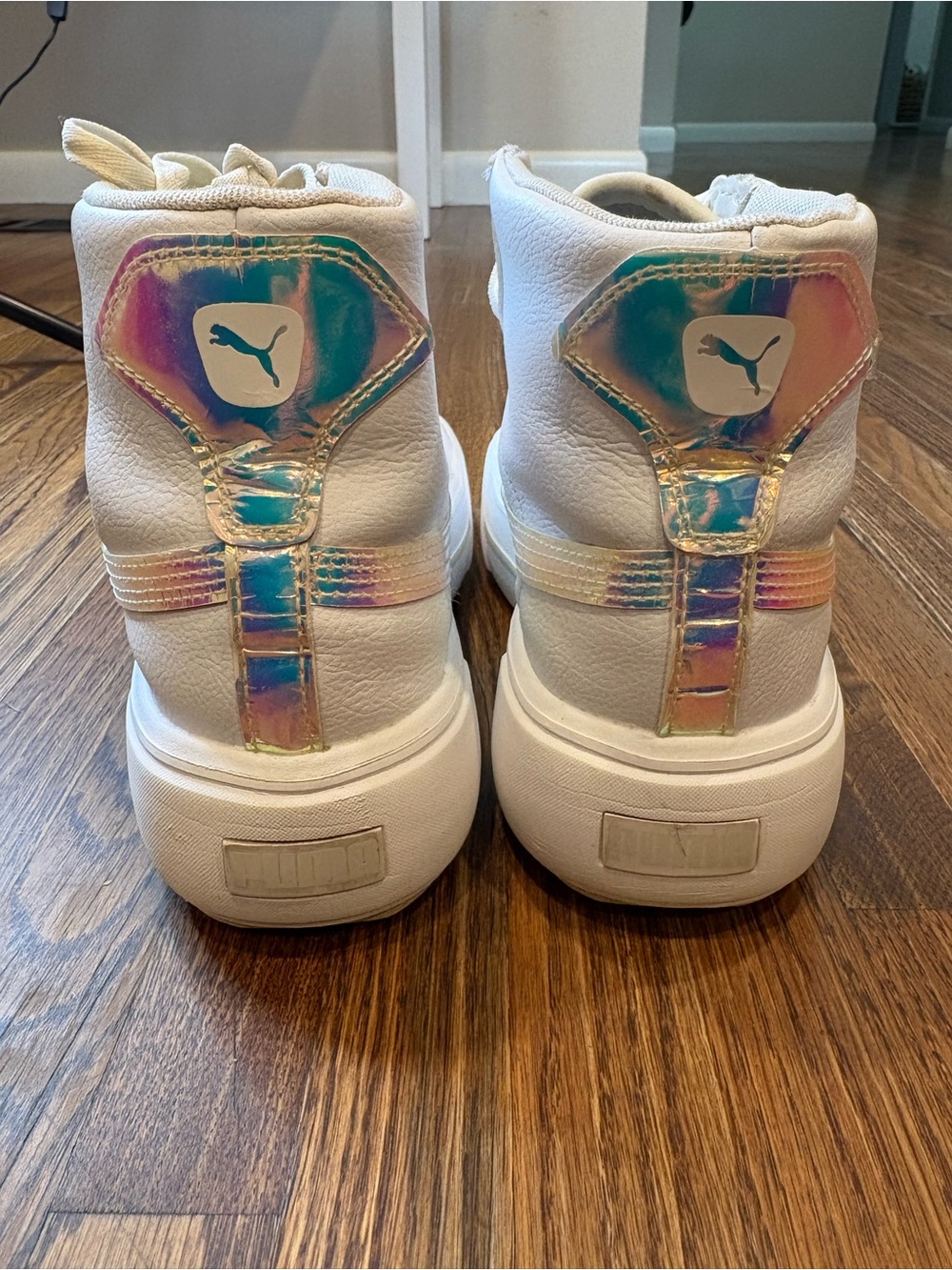 PUMA Kaia Mid Irisistable White Leather High-Top Platform Sneakers - Women's 8 - Picture 7 of 10